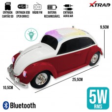 Caixa de Som Bluetooth Fusca WS-1958 Xtrad - Bordô